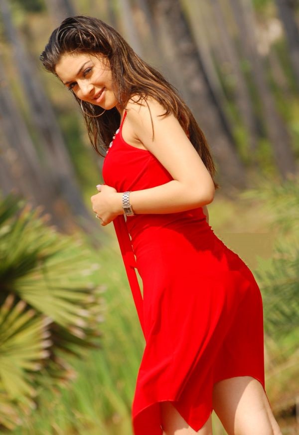 Hansika Motwani looking hot in red dress