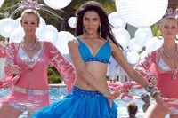 Deepika Padukone dancing pictures in blue dress.