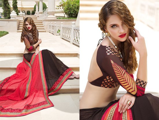 Backless blouse designs Saree with images