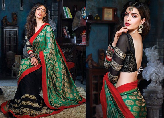 Backless blouse designs Saree with images