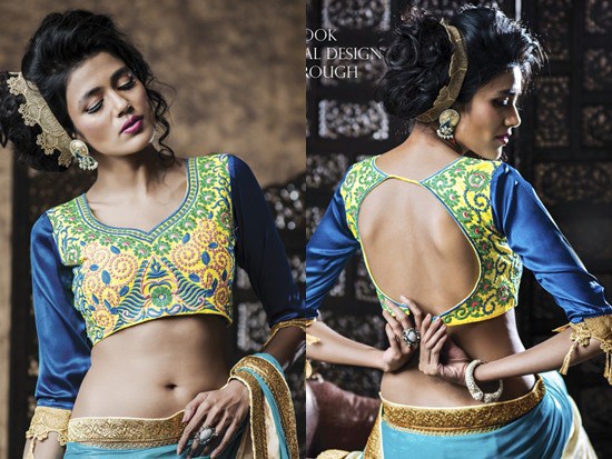Backless blouse designs Saree with images