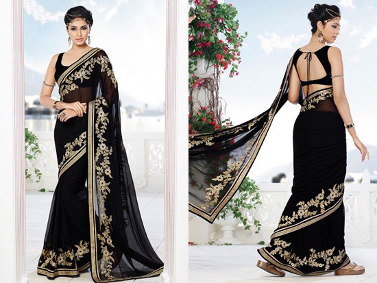 Backless blouse designs Saree with images