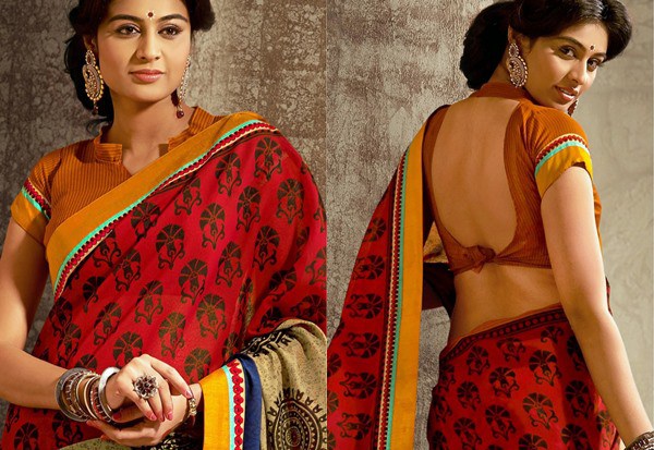 Backless blouse designs Saree with images