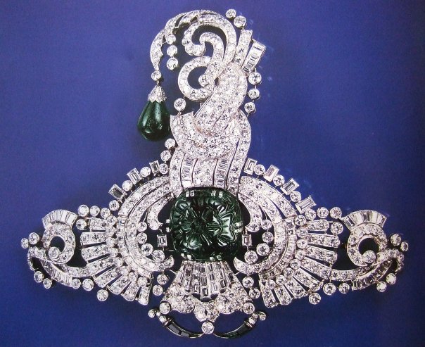 Diamonds and emeralds set in platinum