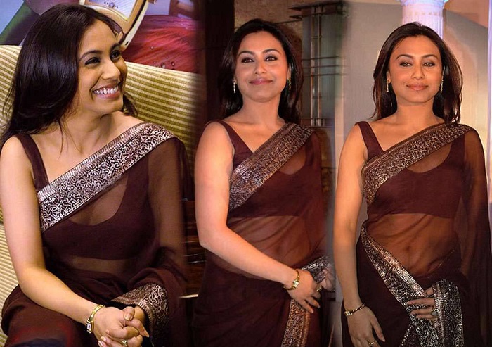 Rani Mukherjee in a transparent brown saree