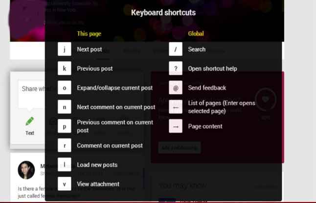 Google Plus Keyboard Shortcuts