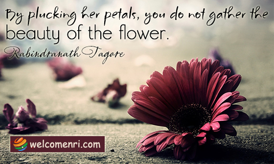 By plucking her petals, you do not gather the beauty of the flower.