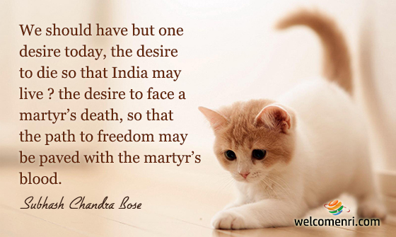 We should have but one desire today, the desire to die so that India may live ? the desire to face a martyr’s death, so that the path to freedom may be paved with the martyr’s blood.