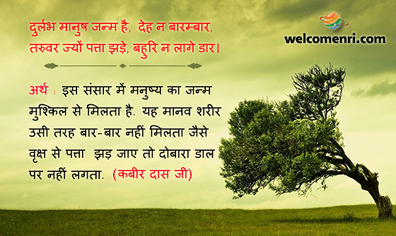 दुर्लभ मानुष जन्म है, देह न बारम्बार,
तरुवर ज्यों पत्ता झड़े, बहुरि न लागे डार।