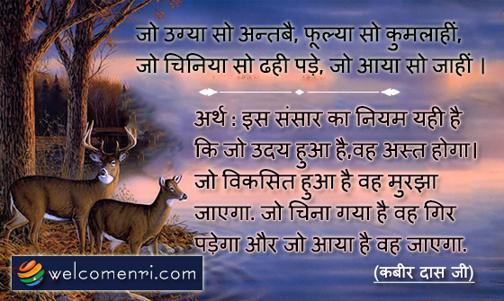 जो उग्या सो अन्तबै, फूल्या सो कुमलाहीं,
जो चिनिया सो ढही पड़े, जो आया सो जाहीं ।