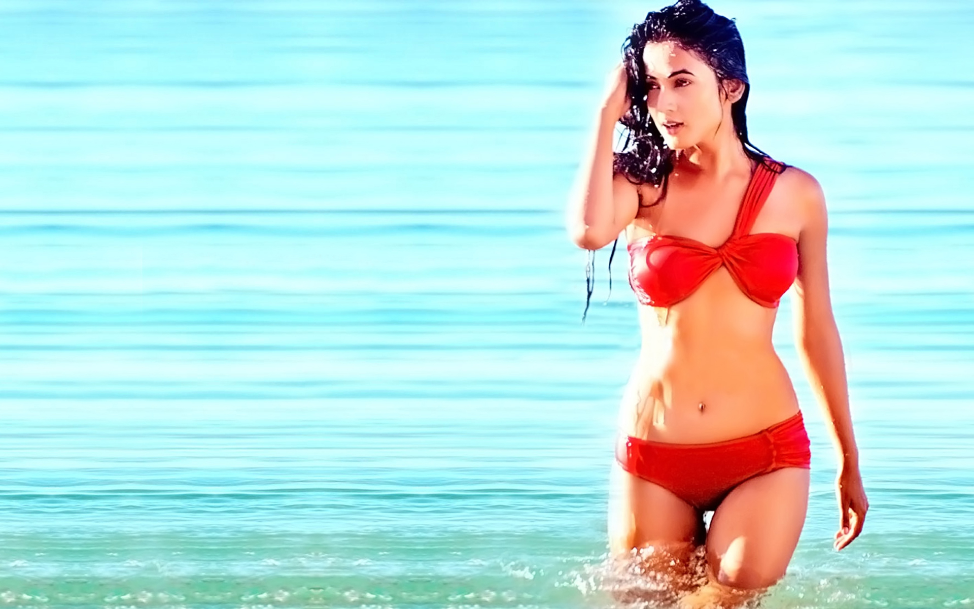 Sonal Chauhan in red bikini
