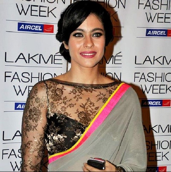 Kajol in sheer saree blouse