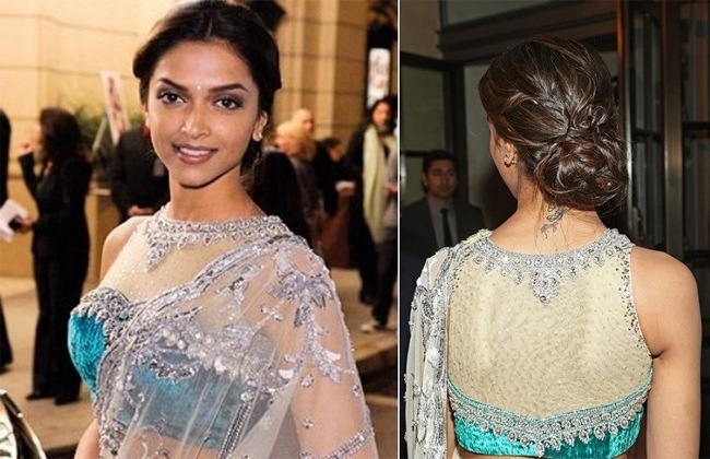 deepika padukone sheer saree blouse indian idol junior