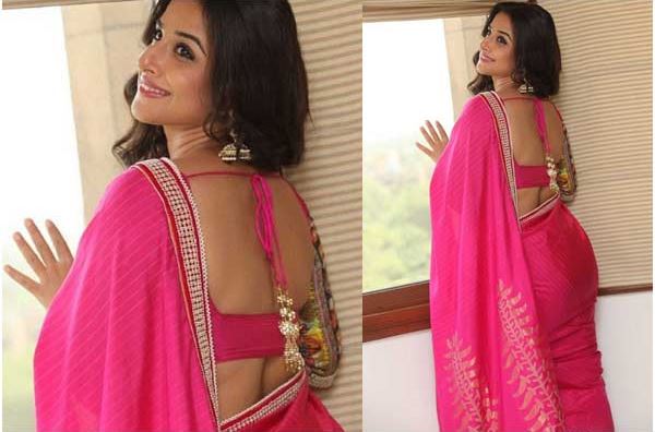 vidya balan pink saree